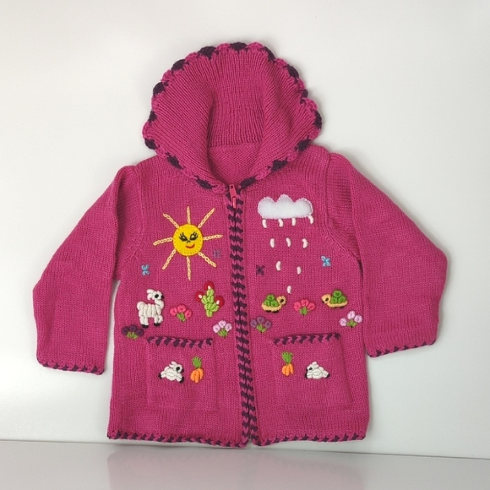 Peruvian Wool Knitted Pink Children's Sweater